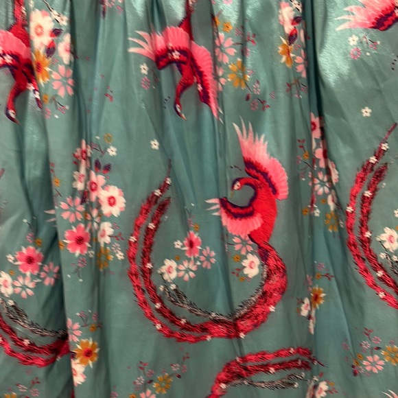 Lindy Bop Teal and Pink Floral Midi Dress - Picture 2 of 6